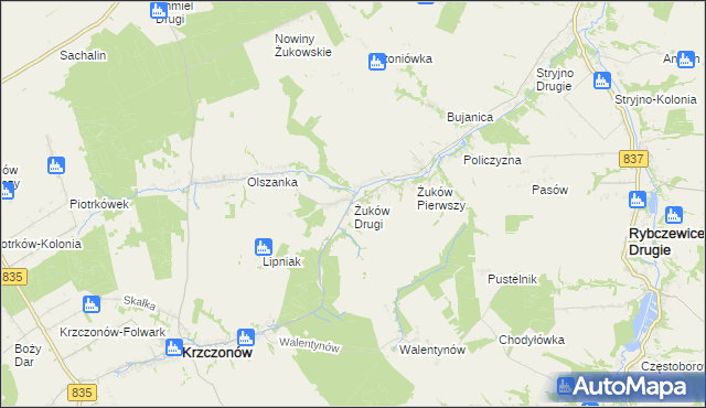 mapa Żuków Drugi, Żuków Drugi na mapie Targeo