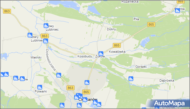 mapa Żuków gmina Cieszanów, Żuków gmina Cieszanów na mapie Targeo