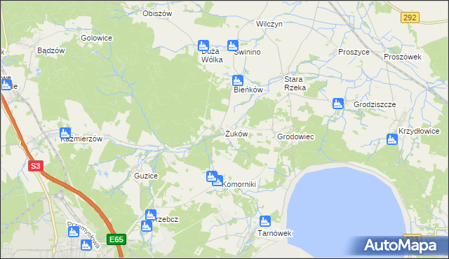 mapa Żuków gmina Polkowice, Żuków gmina Polkowice na mapie Targeo