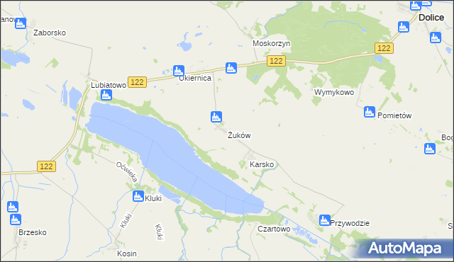 mapa Żuków gmina Przelewice, Żuków gmina Przelewice na mapie Targeo