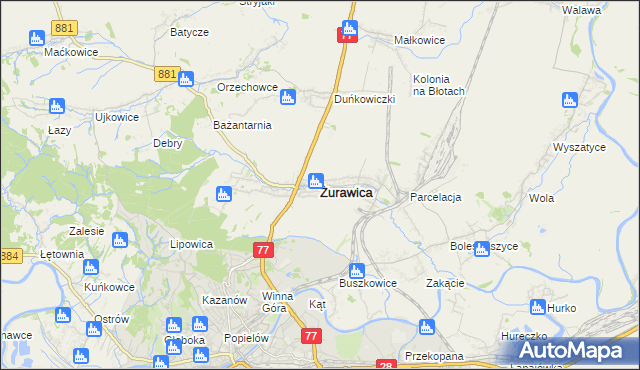 mapa Żurawica powiat przemyski, Żurawica powiat przemyski na mapie Targeo