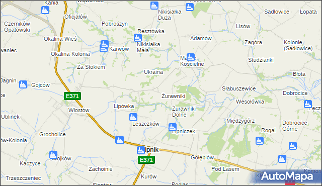 mapa Żurawniki gmina Lipnik, Żurawniki gmina Lipnik na mapie Targeo