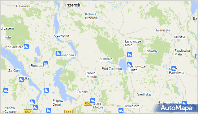 mapa Zusenko, Zusenko na mapie Targeo