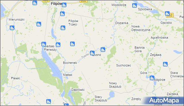 mapa Zusno, Zusno na mapie Targeo