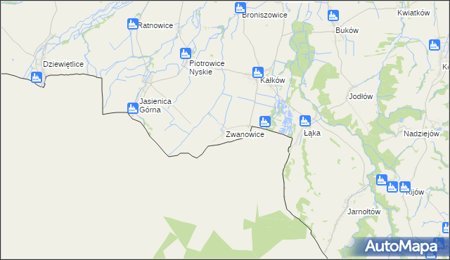 mapa Zwanowice gmina Otmuchów, Zwanowice gmina Otmuchów na mapie Targeo