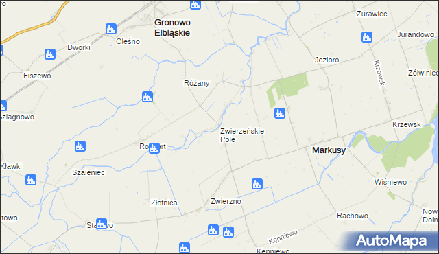 mapa Zwierzeńskie Pole, Zwierzeńskie Pole na mapie Targeo