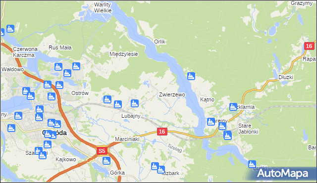 mapa Zwierzewo, Zwierzewo na mapie Targeo