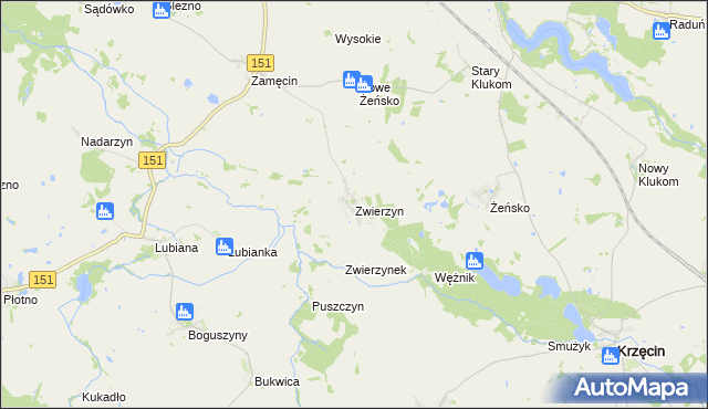 mapa Zwierzyn gmina Choszczno, Zwierzyn gmina Choszczno na mapie Targeo