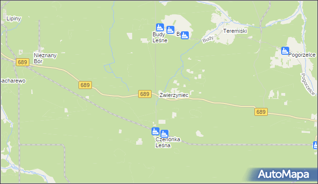 mapa Zwierzyniec gmina Białowieża, Zwierzyniec gmina Białowieża na mapie Targeo