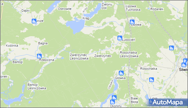 mapa Zwierzyniec gmina Śliwice, Zwierzyniec gmina Śliwice na mapie Targeo