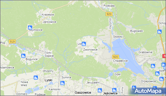 mapa Zwonowice, Zwonowice na mapie Targeo