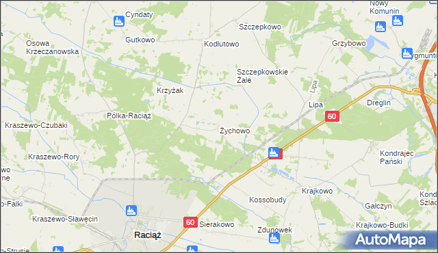 mapa Żychowo, Żychowo na mapie Targeo