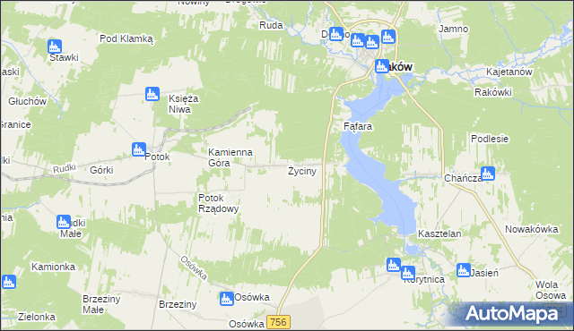 mapa Życiny, Życiny na mapie Targeo