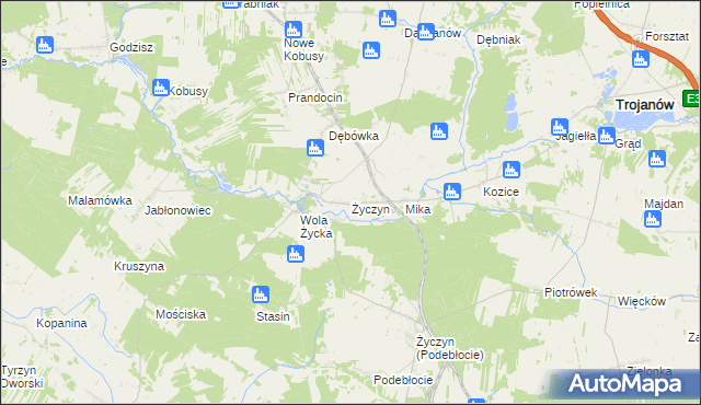 mapa Życzyn, Życzyn na mapie Targeo