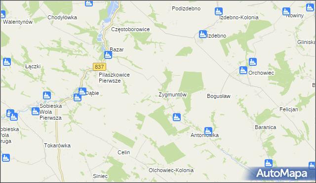 mapa Zygmuntów gmina Rybczewice, Zygmuntów gmina Rybczewice na mapie Targeo