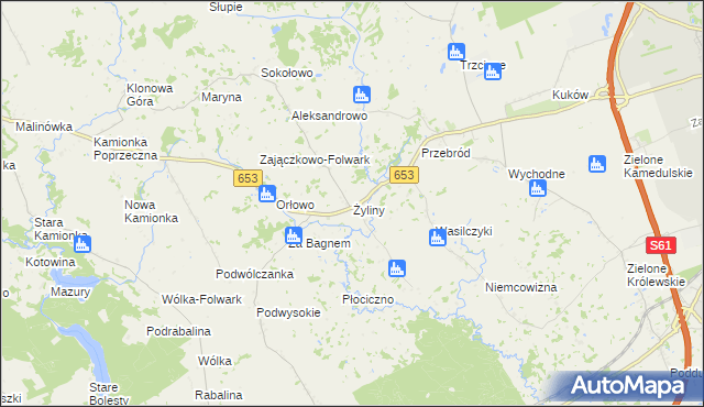 mapa Żyliny gmina Suwałki, Żyliny gmina Suwałki na mapie Targeo