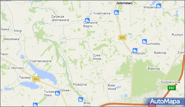 mapa Żywa Woda, Żywa Woda na mapie Targeo