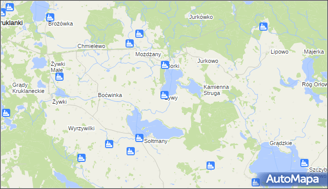 mapa Żywy, Żywy na mapie Targeo