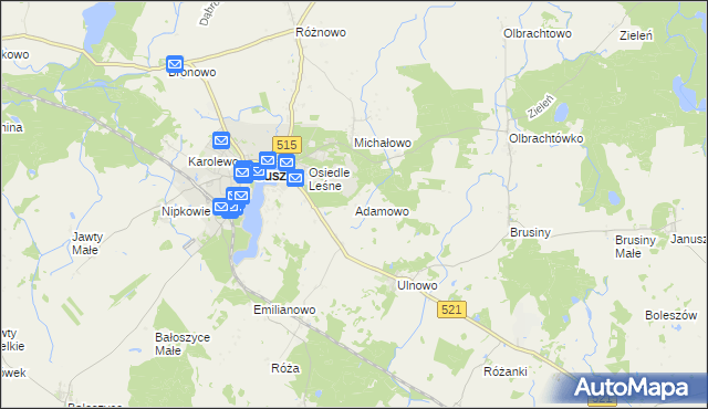 mapa Adamowo gmina Susz, Adamowo gmina Susz na mapie Targeo