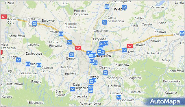 mapa Andrychów, Andrychów na mapie Targeo