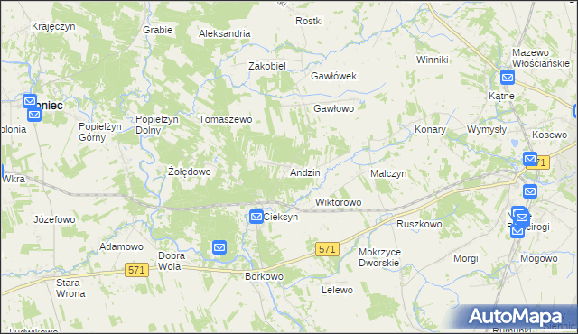 mapa Andzin, Andzin na mapie Targeo