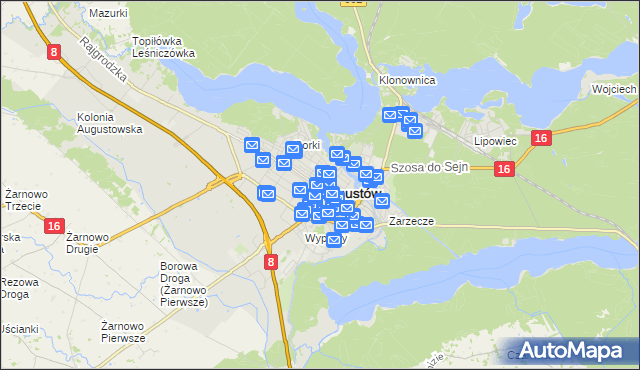 mapa Augustów, Augustów na mapie Targeo