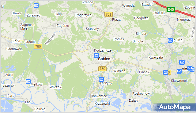 mapa Babice powiat chrzanowski, Babice powiat chrzanowski na mapie Targeo