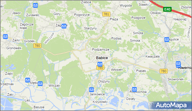 mapa Babice powiat chrzanowski, Babice powiat chrzanowski na mapie Targeo