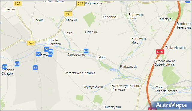 mapa Babin gmina Bełżyce, Babin gmina Bełżyce na mapie Targeo