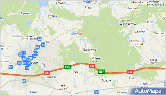 mapa Bałdowice, Bałdowice na mapie Targeo