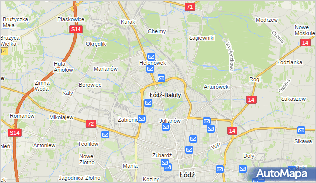 mapa Bałuty gmina Łódź, Bałuty gmina Łódź na mapie Targeo