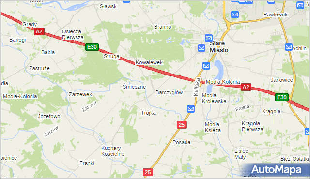 mapa Barczygłów, Barczygłów na mapie Targeo