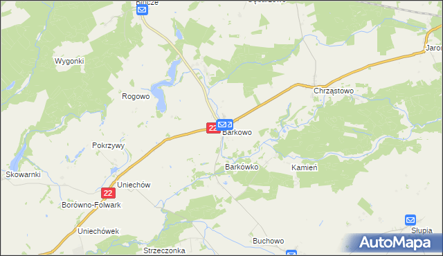 mapa Barkowo gmina Człuchów, Barkowo gmina Człuchów na mapie Targeo