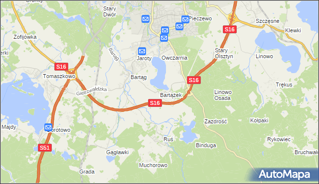 mapa Bartążek, Bartążek na mapie Targeo