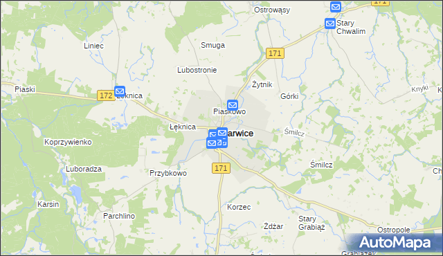 mapa Barwice, Barwice na mapie Targeo