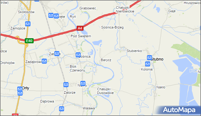 mapa Barycz gmina Stubno, Barycz gmina Stubno na mapie Targeo