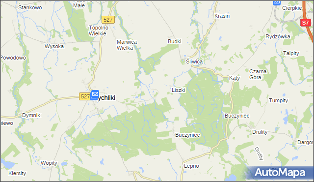mapa Barzyna gmina Rychliki, Barzyna gmina Rychliki na mapie Targeo