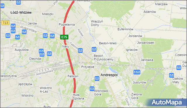 mapa Bedoń Przykościelny, Bedoń Przykościelny na mapie Targeo