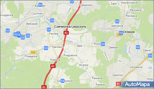 mapa Bełk gmina Czerwionka-Leszczyny, Bełk gmina Czerwionka-Leszczyny na mapie Targeo