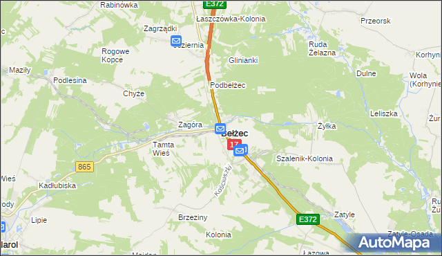 mapa Bełżec, Bełżec na mapie Targeo