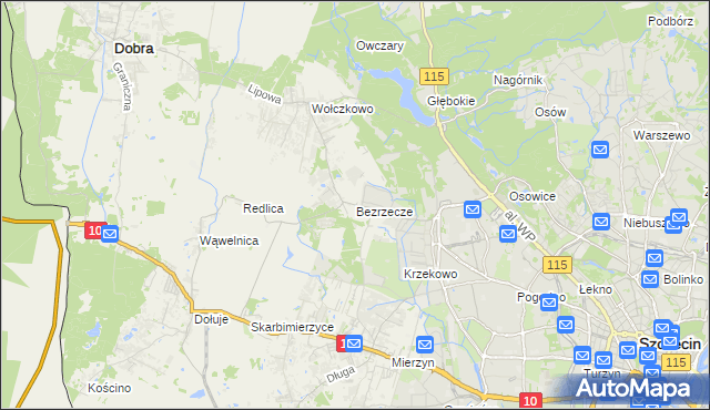 mapa Bezrzecze, Bezrzecze na mapie Targeo