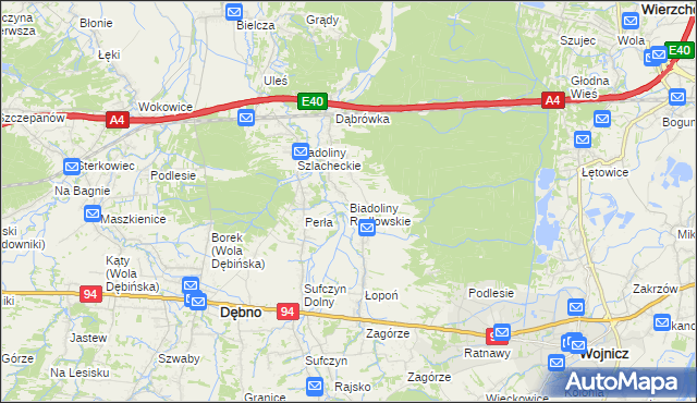 mapa Biadoliny Radłowskie, Biadoliny Radłowskie na mapie Targeo