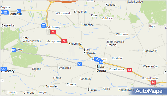 mapa Biała Pierwsza gmina Biała, Biała Pierwsza gmina Biała na mapie Targeo