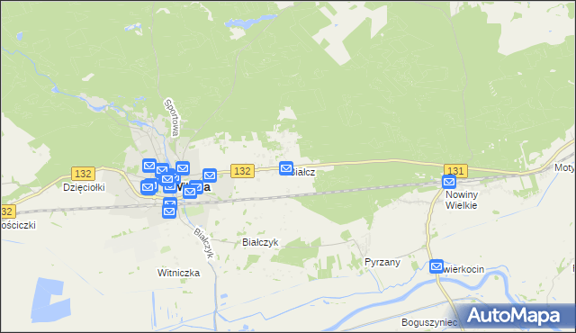 mapa Białcz gmina Witnica, Białcz gmina Witnica na mapie Targeo