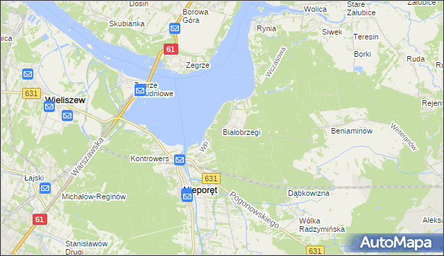 mapa Białobrzegi gmina Nieporęt, Białobrzegi gmina Nieporęt na mapie Targeo