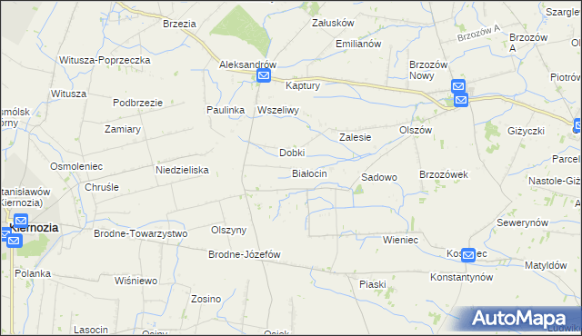 mapa Białocin gmina Iłów, Białocin gmina Iłów na mapie Targeo