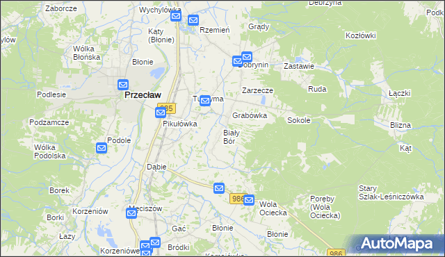 mapa Biały Bór gmina Przecław, Biały Bór gmina Przecław na mapie Targeo