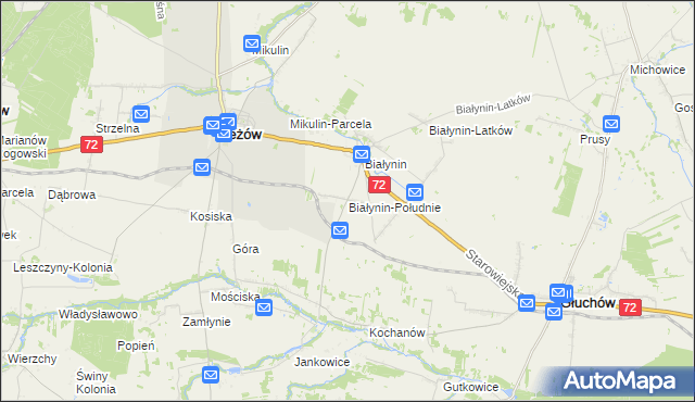 mapa Białynin-Południe, Białynin-Południe na mapie Targeo