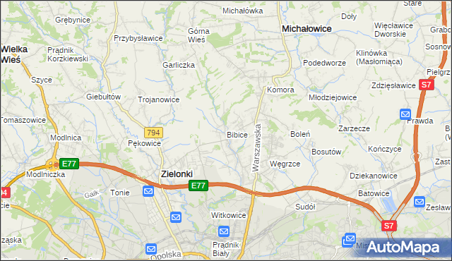 mapa Bibice, Bibice na mapie Targeo