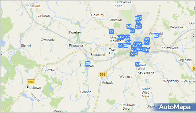 mapa Biedaszki Małe, Biedaszki Małe na mapie Targeo